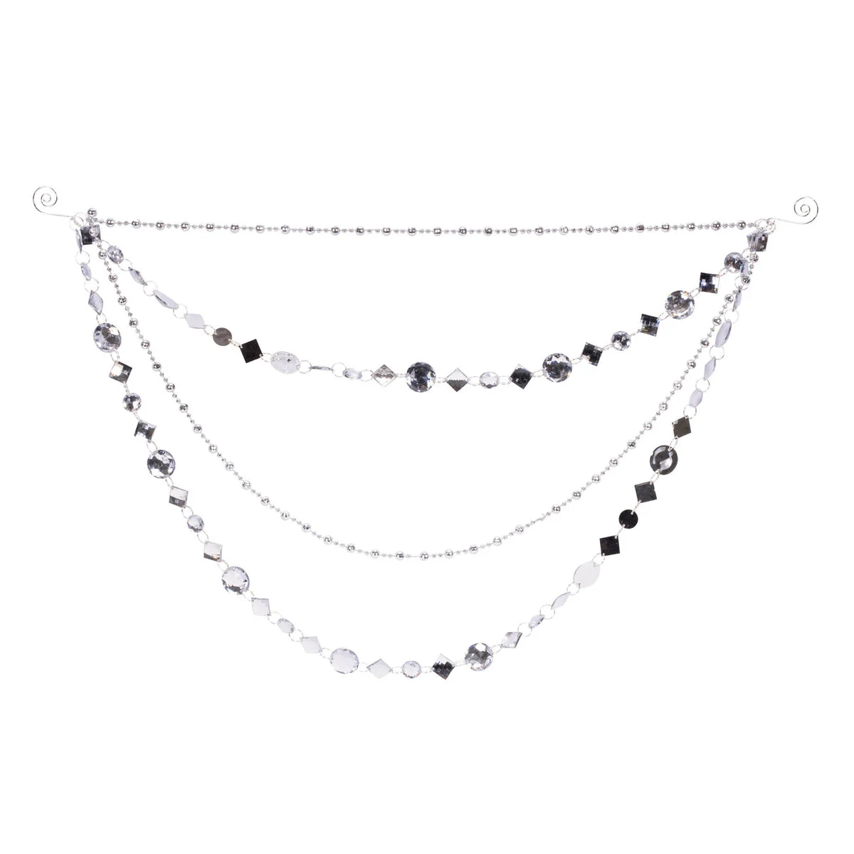 Jewel Bead and Chain Link Garland (Set of 2) – 20"L Silver Glam Holiday Decor by Melrose