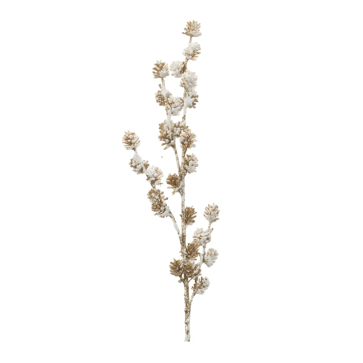 Snowy Glittered Pinecone Spray (Set of 6) – 39"H Gold & White Winter Christmas Decor by Melrose