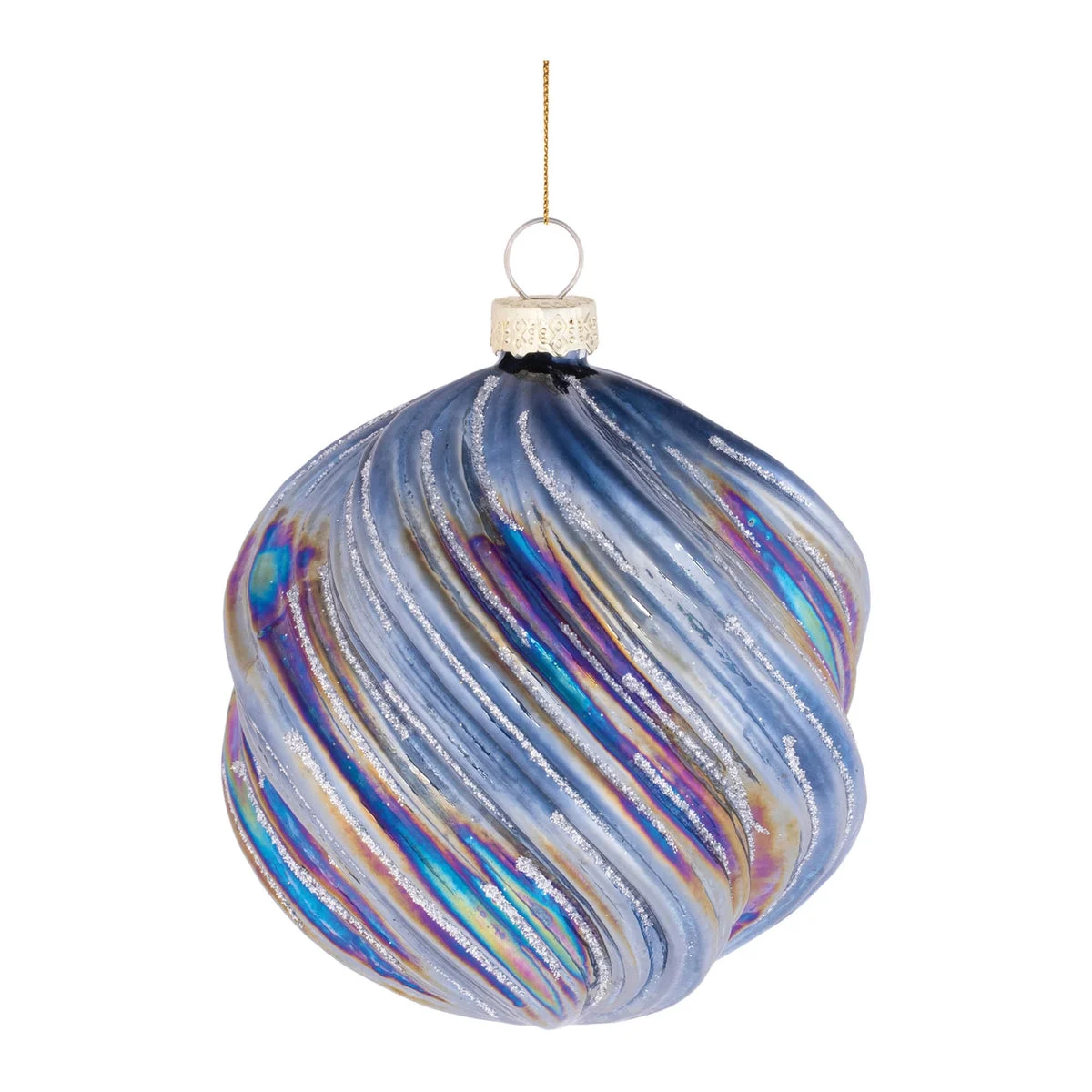 Christmas Tree Ball Ornament Set of 6 Swirled Iridescent Glass 4" H by Melrose