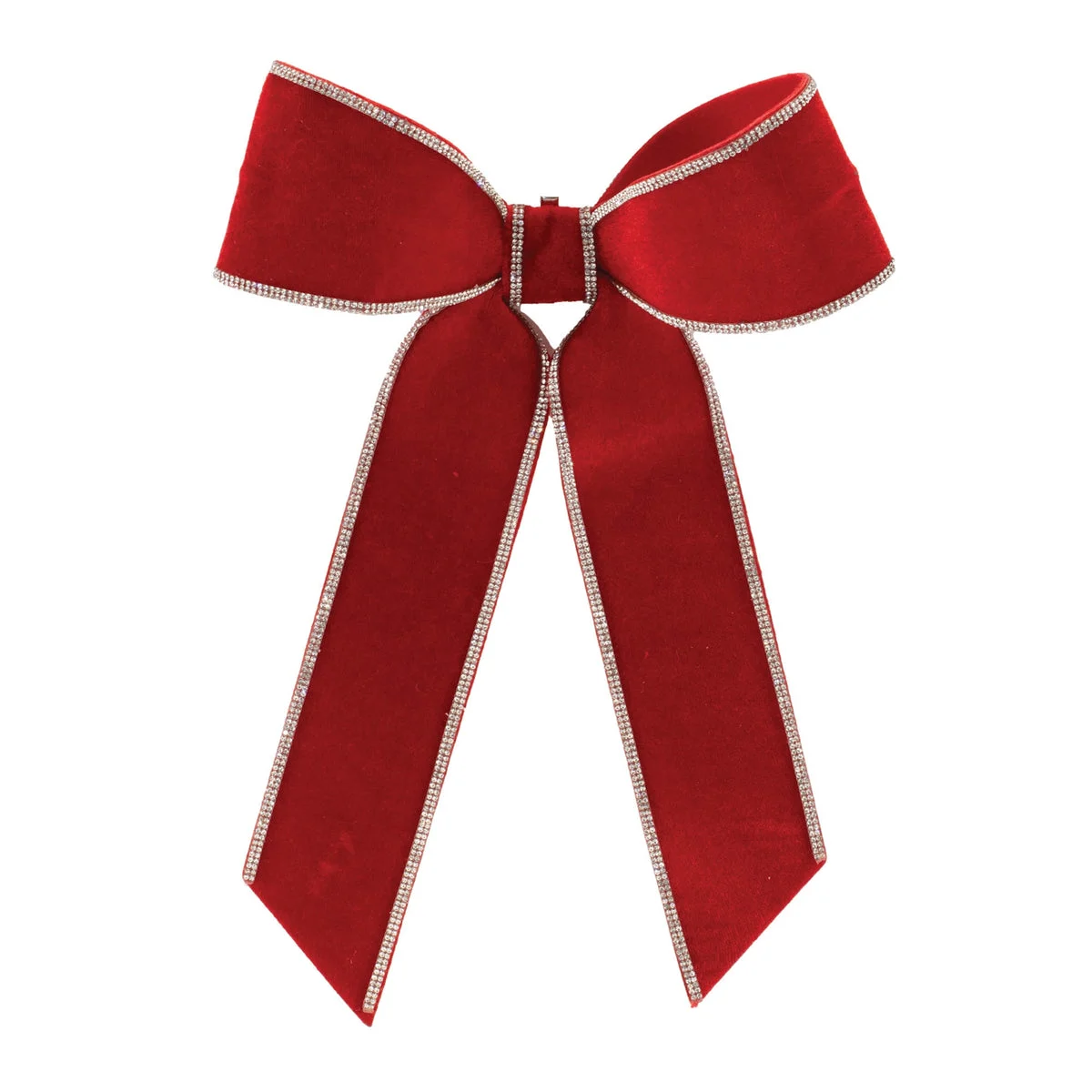 Christmas Tree Bow Set of 2 Wired Polyester with Jewel Detail 14" H by Melrose