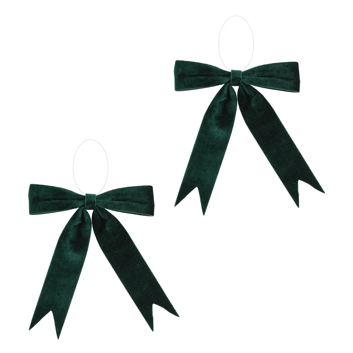 Festive Bow Ornament 13" Height Green Polyester Indoor Decor Set of 2 by Melrose