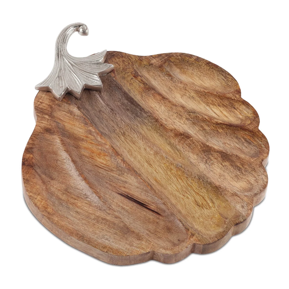 Wood Pumpkin Centerpiece Tray – 15.75"L x 13"W Aluminum Stem Accent by Melrose