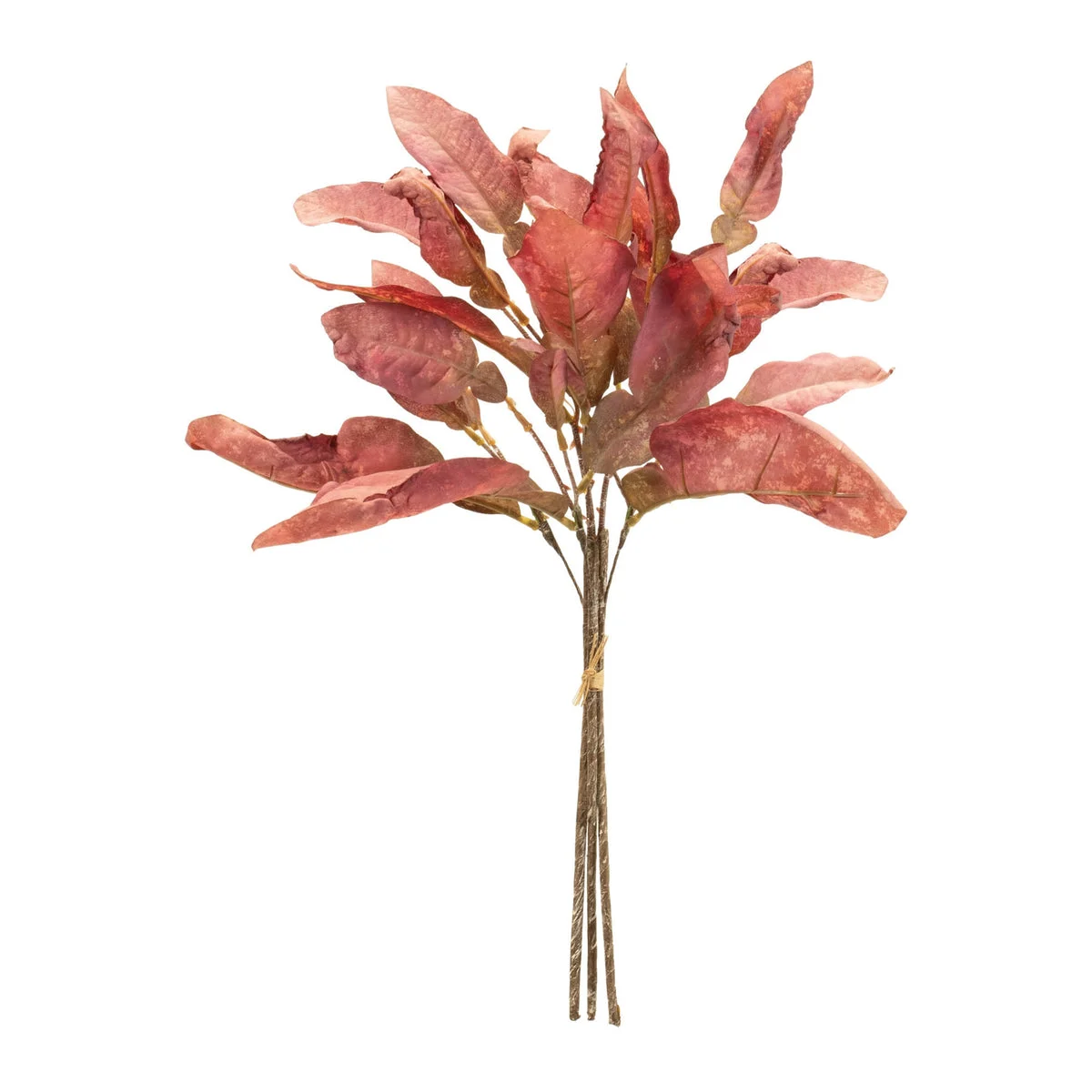 Fall Foliage Leaf Bundle (Set of 6) – 18"H Pink Red Faux Autumn Stems Indoor Decor by Melrose