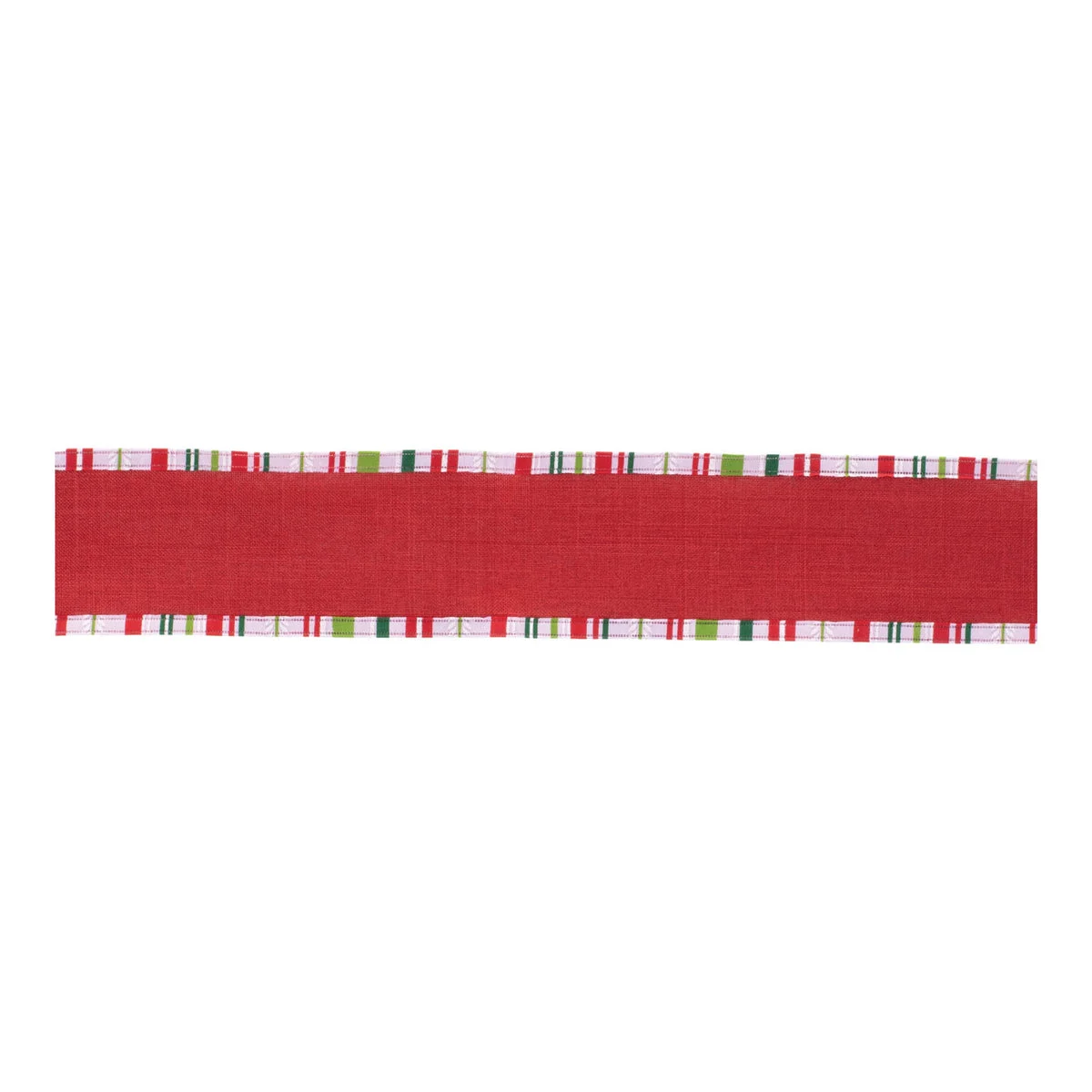 Striped Trim Wired Ribbon (Set of 2) – 2.5" x 10 Yds. Red Green Holiday Ribbon for Indoor Decor By Melrose
