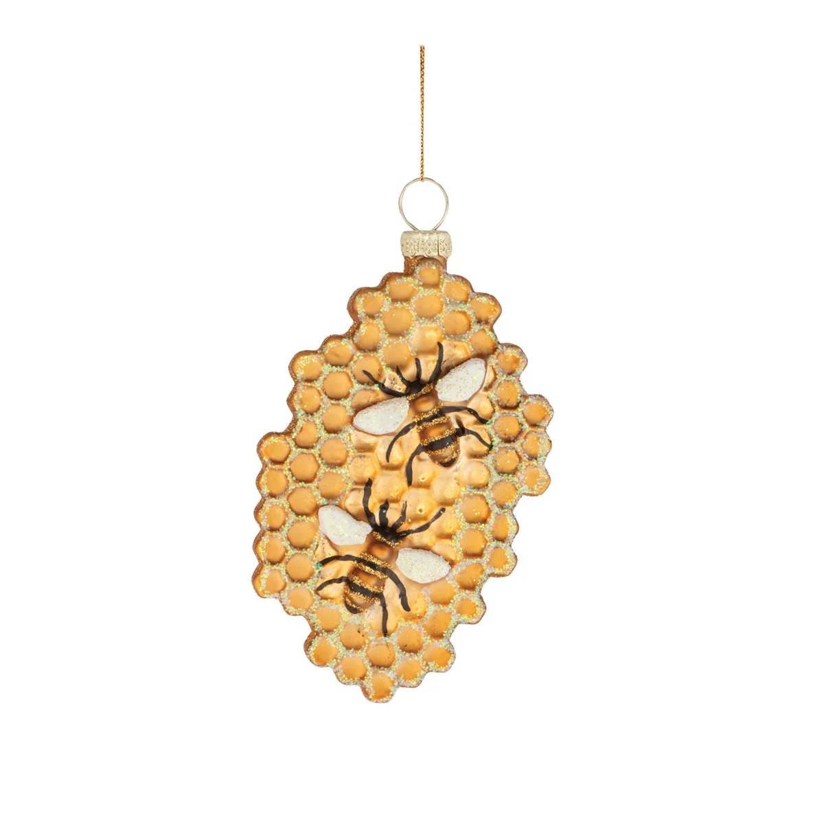 Bee and Honeycomb Glass Ornaments (Set of 12) – 4"H Christmas Decor for Indoor Use by Melrose