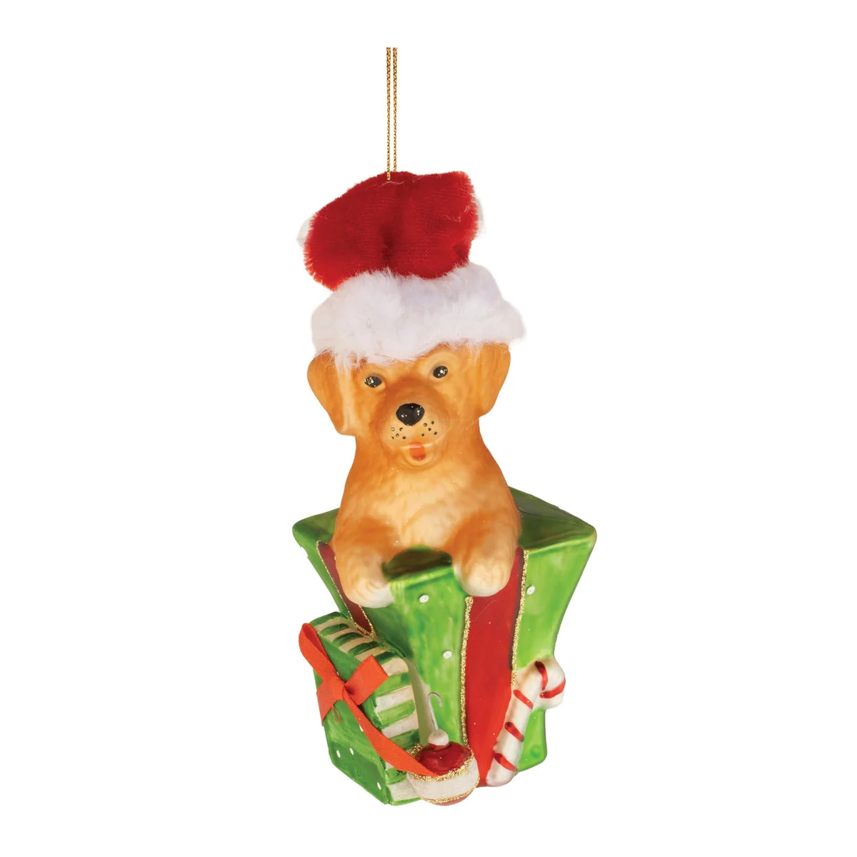 Puppy in Package Ornament (Set of 6) – 6"H Multicolor Glass Indoor Holiday Decor by Melrose