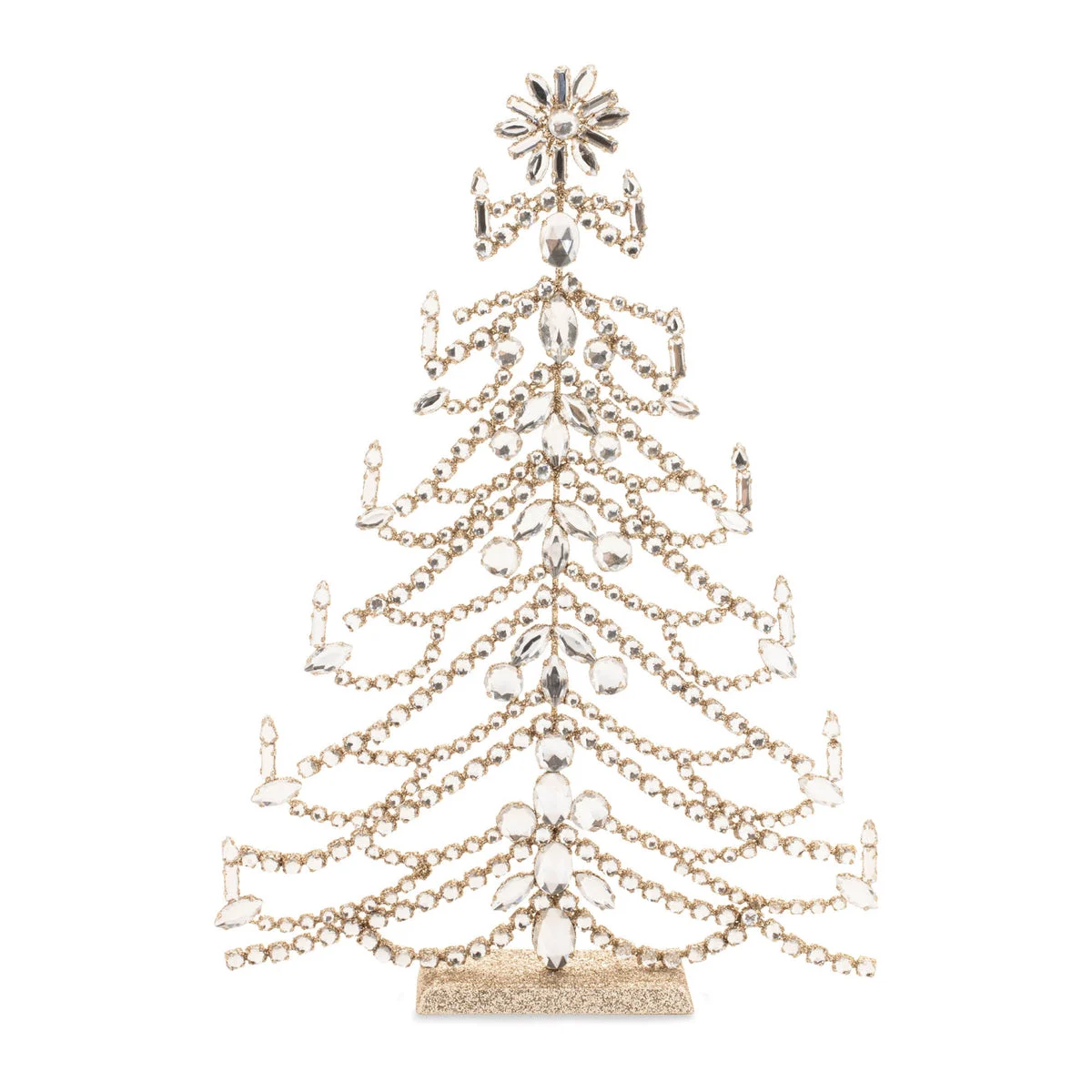 Jewel Christmas Tabletop Tree 17"H Iron Plastic Gray Glam Holiday Decor By Melrose