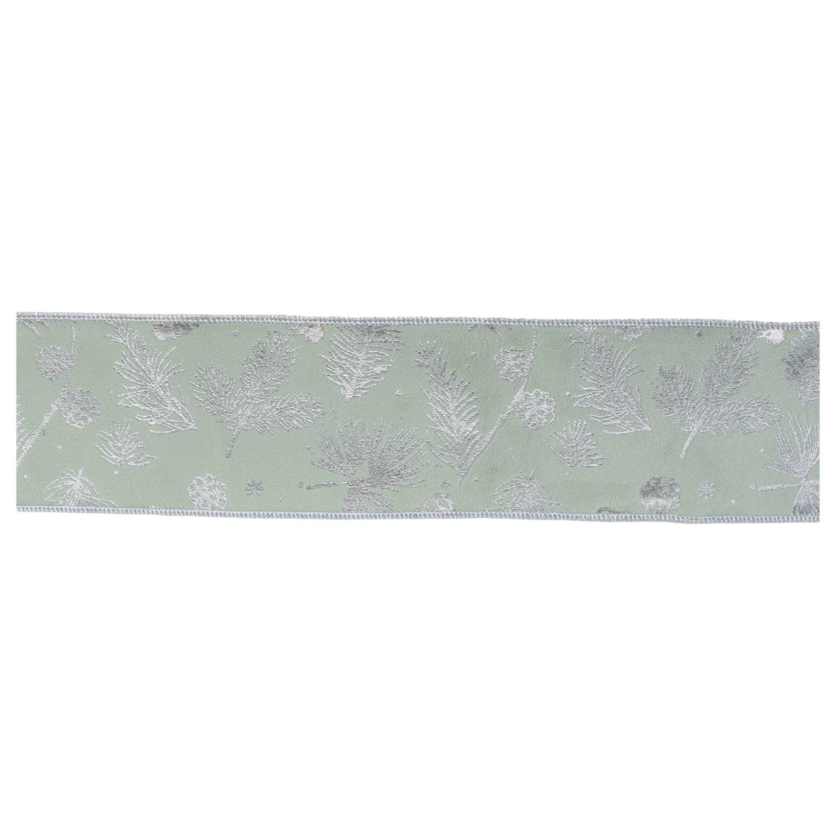Wired Polyester Ribbon 4"W Polyester Wire Silver Green Traditional Holiday Craft By Melrose