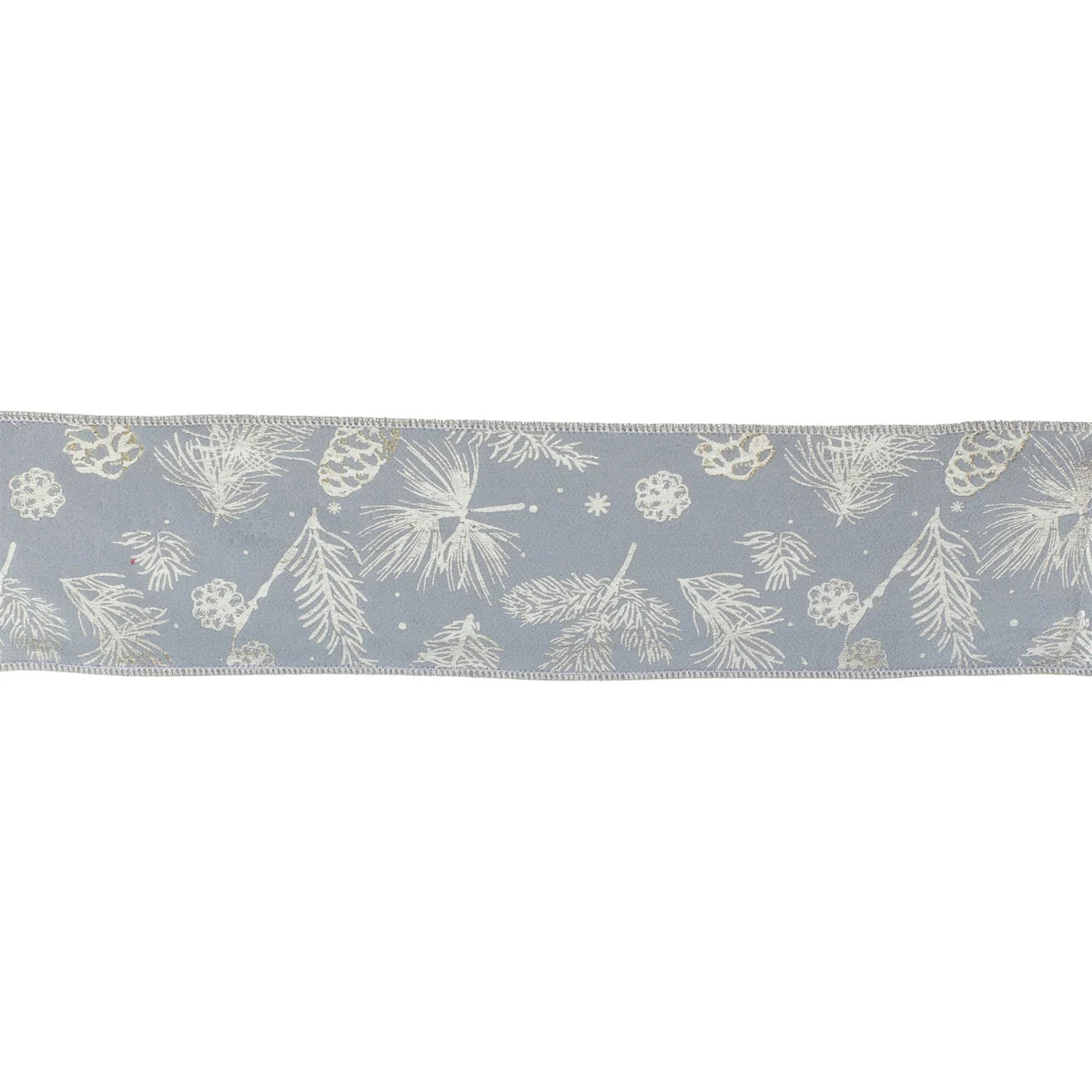 Wired Polyester Ribbon Set of 2 Blue Gray Pinecone Print 4" x 5 Yards By Melrose