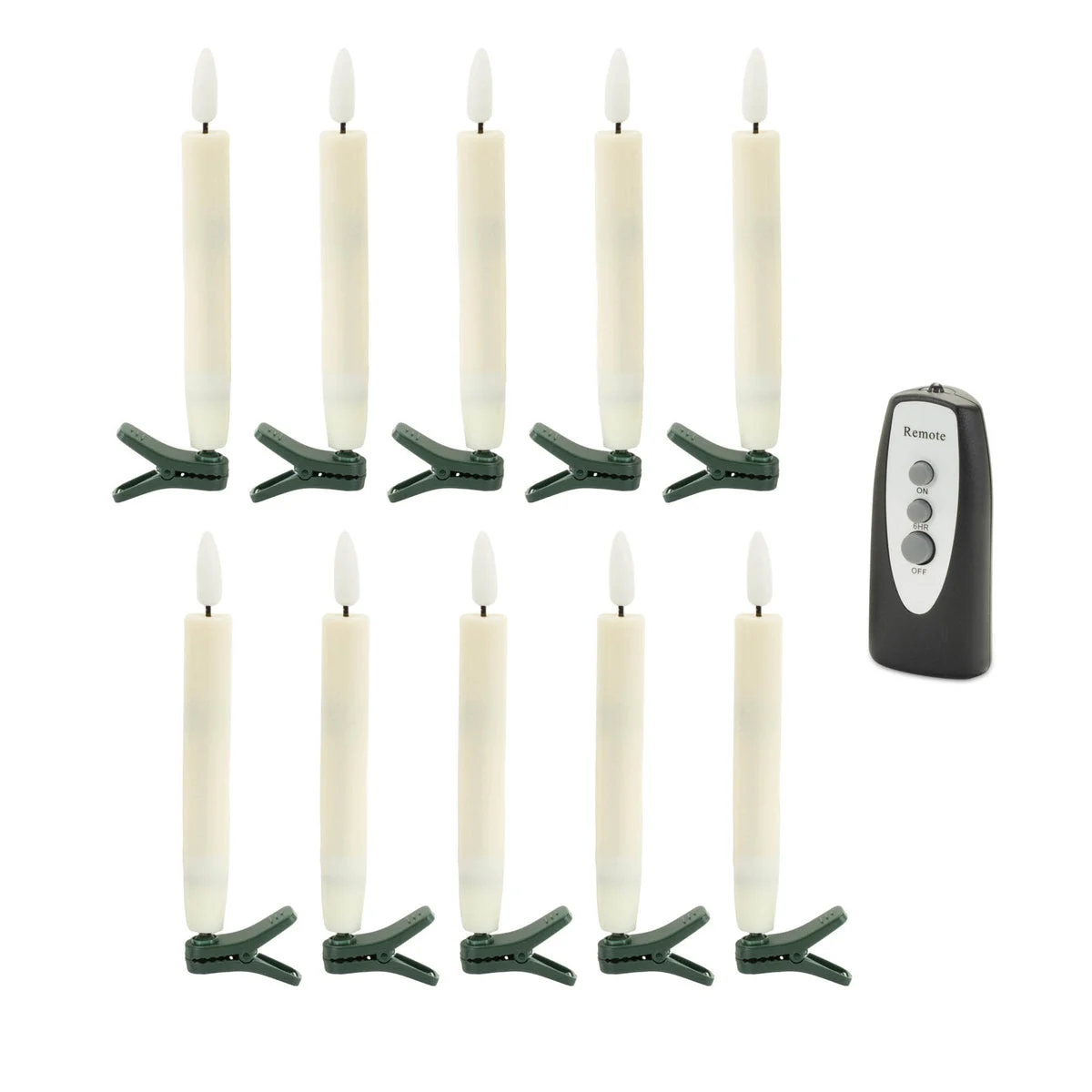 LED Clip On Taper Candle (Set of 10) 5.5"H Ivory Battery Operated Holiday Lighting Decor By Melrose