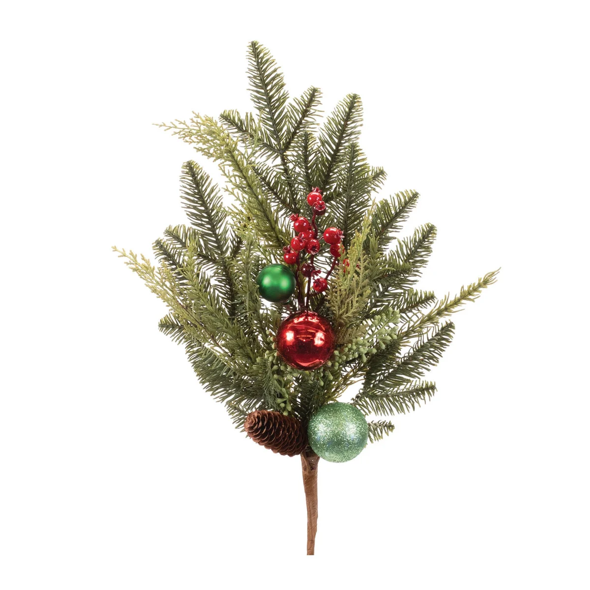 Pine and Ornament Spray Set of 2 33"H Green and Red Holiday Floral Decor By Melrose