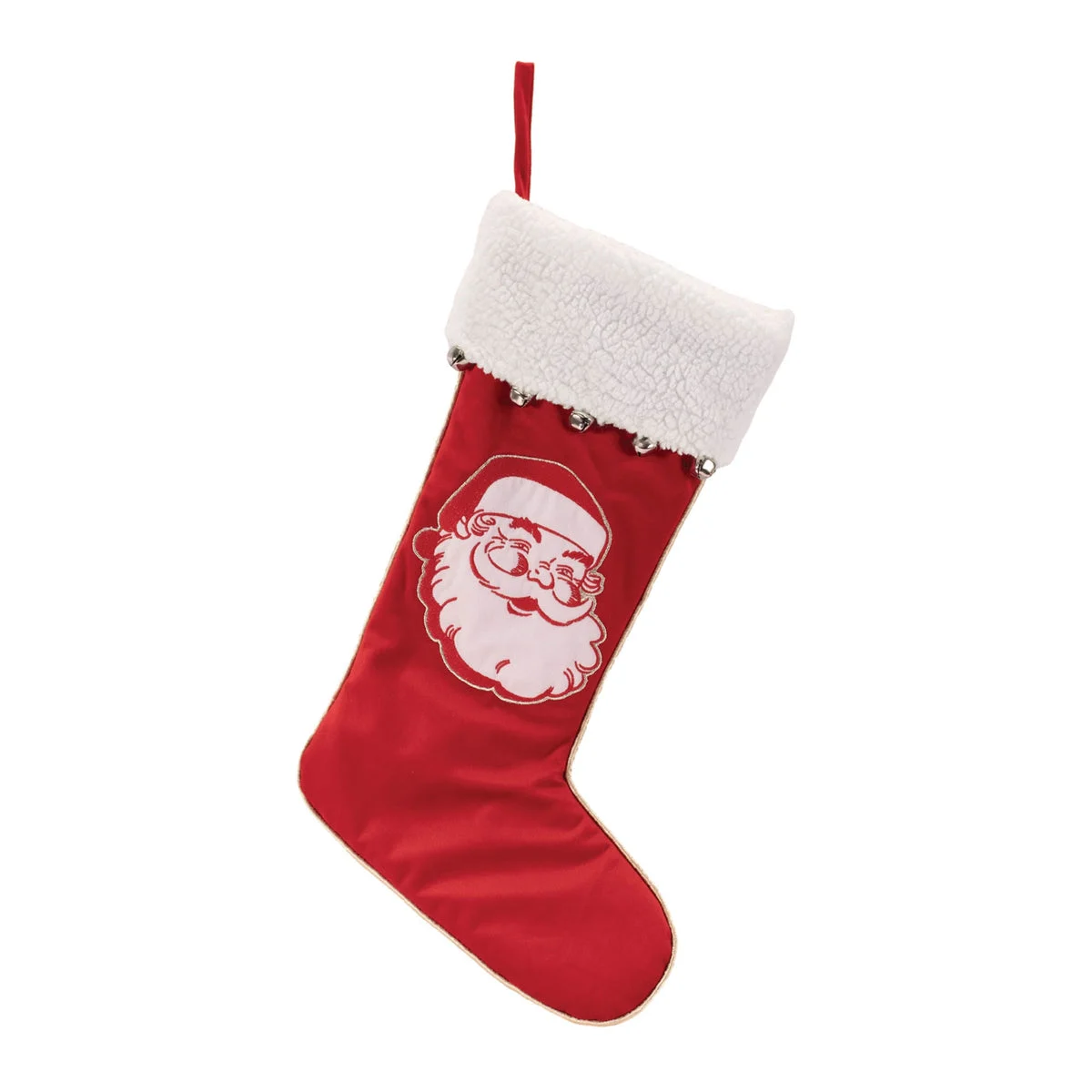 Santa Face Stocking 23"H Red and White Polyester Holiday Decor By Melrose
