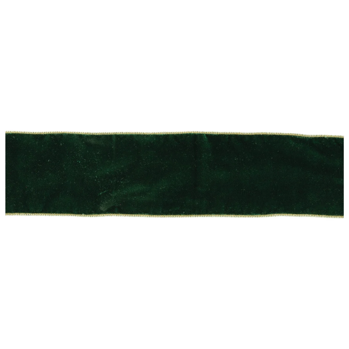 Christmas Wired Ribbon Green Polyester with Gold Trim 4" W by Melrose
