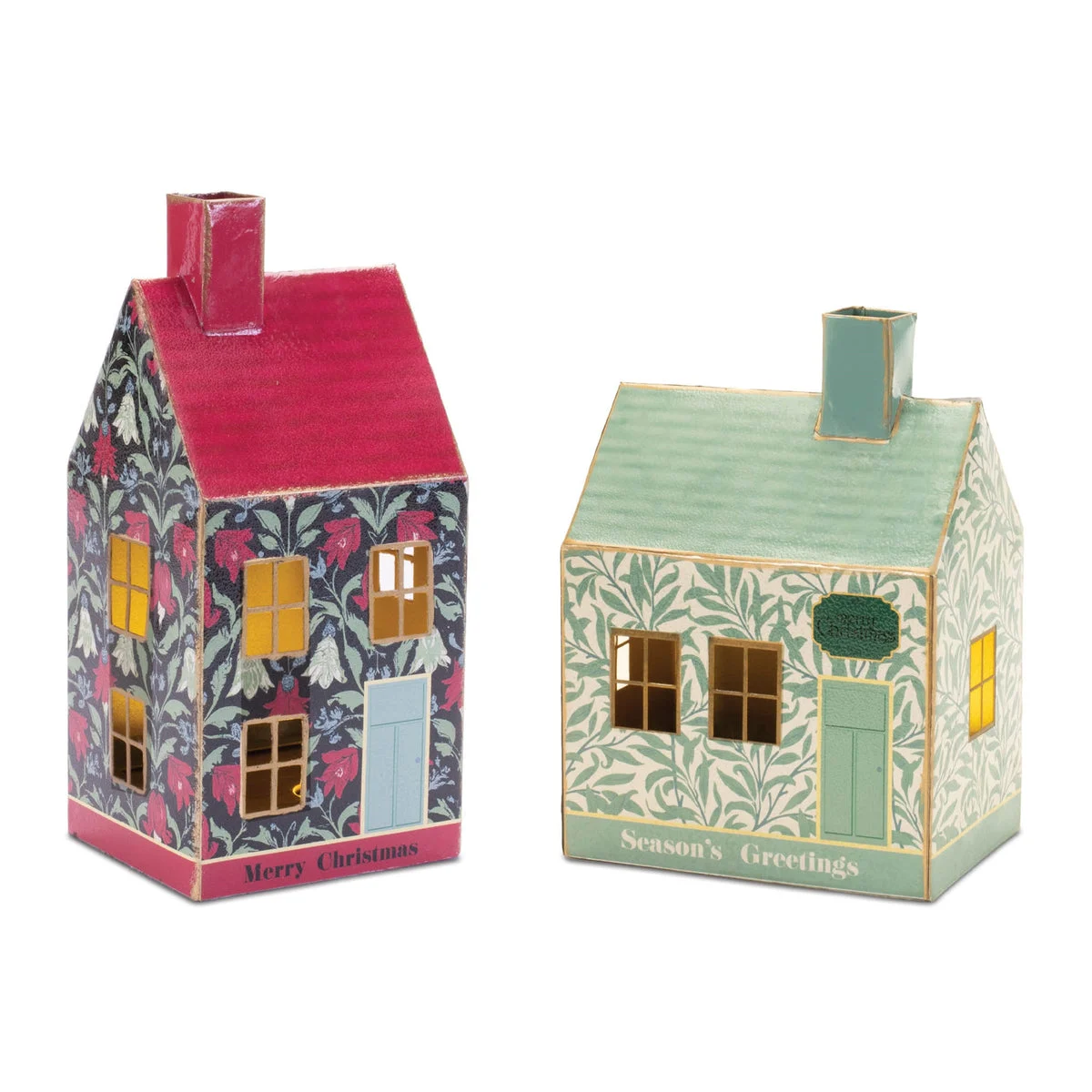 Christmas Holiday House Decor Set of 2 Lighted Iron Indoor Display 10" H by Melrose
