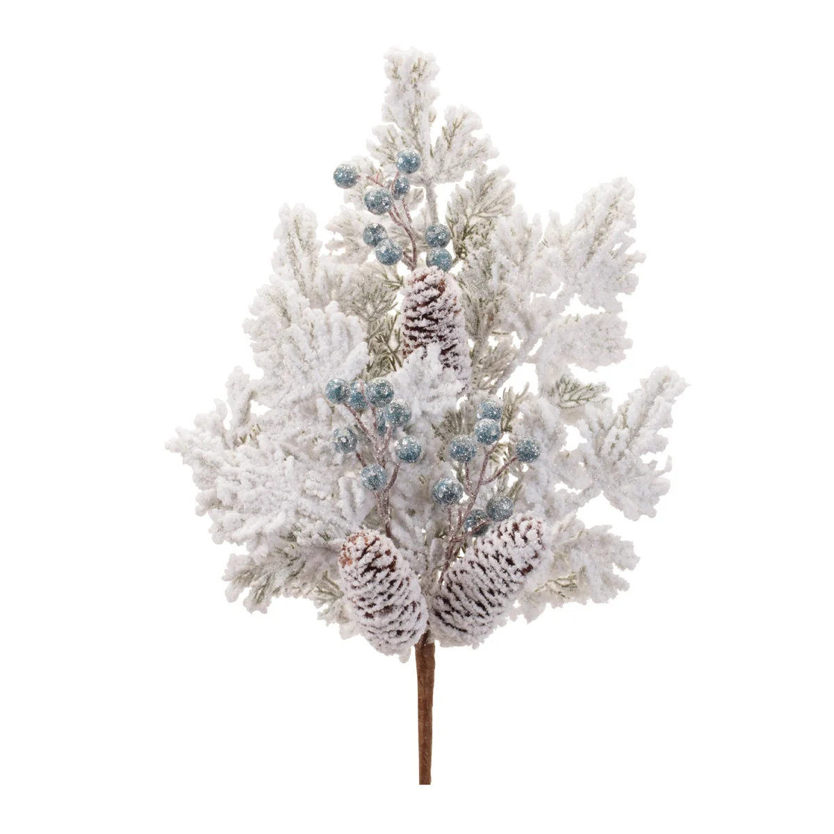 Christmas Flocked Pine Berry Spray Set of 2 Decorative Stems 26.5" H by Melrose