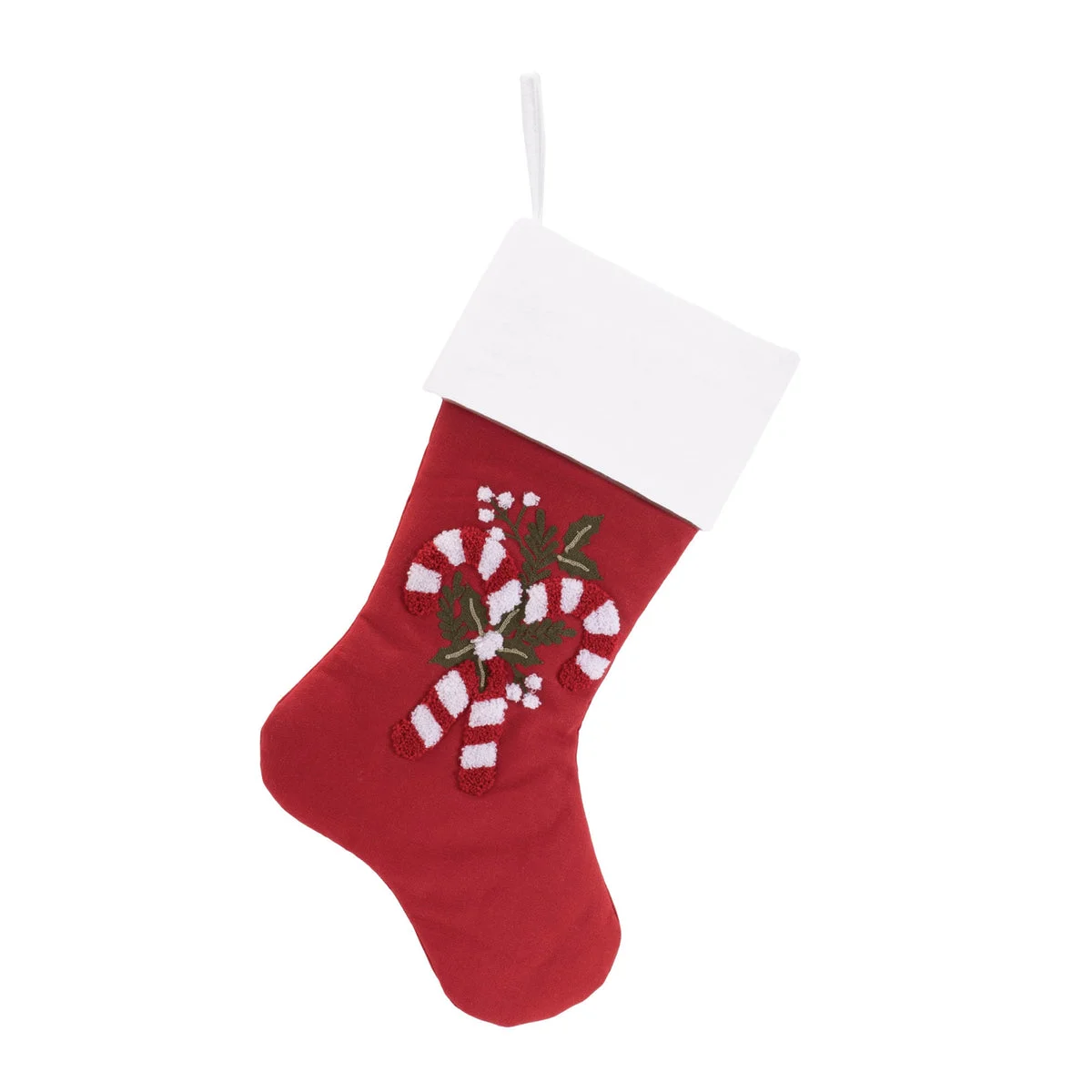 Christmas Mantel Stockings Set of 2 Embroidered Candy Cane Cotton 17" H by Melrose