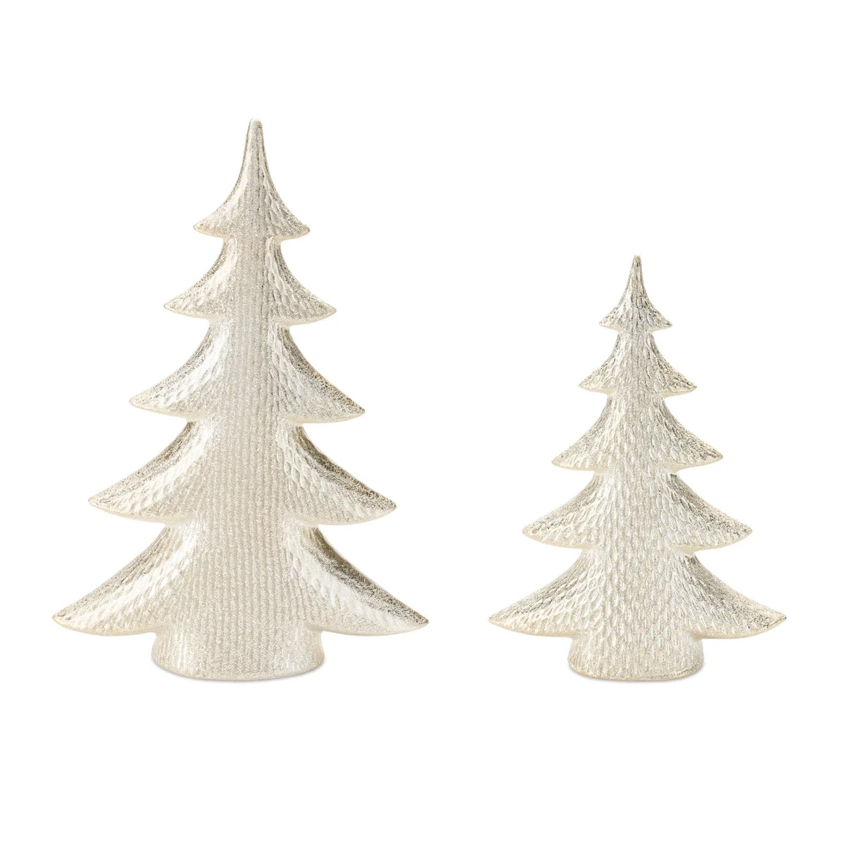 Christmas Porcelain Tree 10.25"H and 13.5"H Set for Holiday Table and Mantel Decor by Melrose
