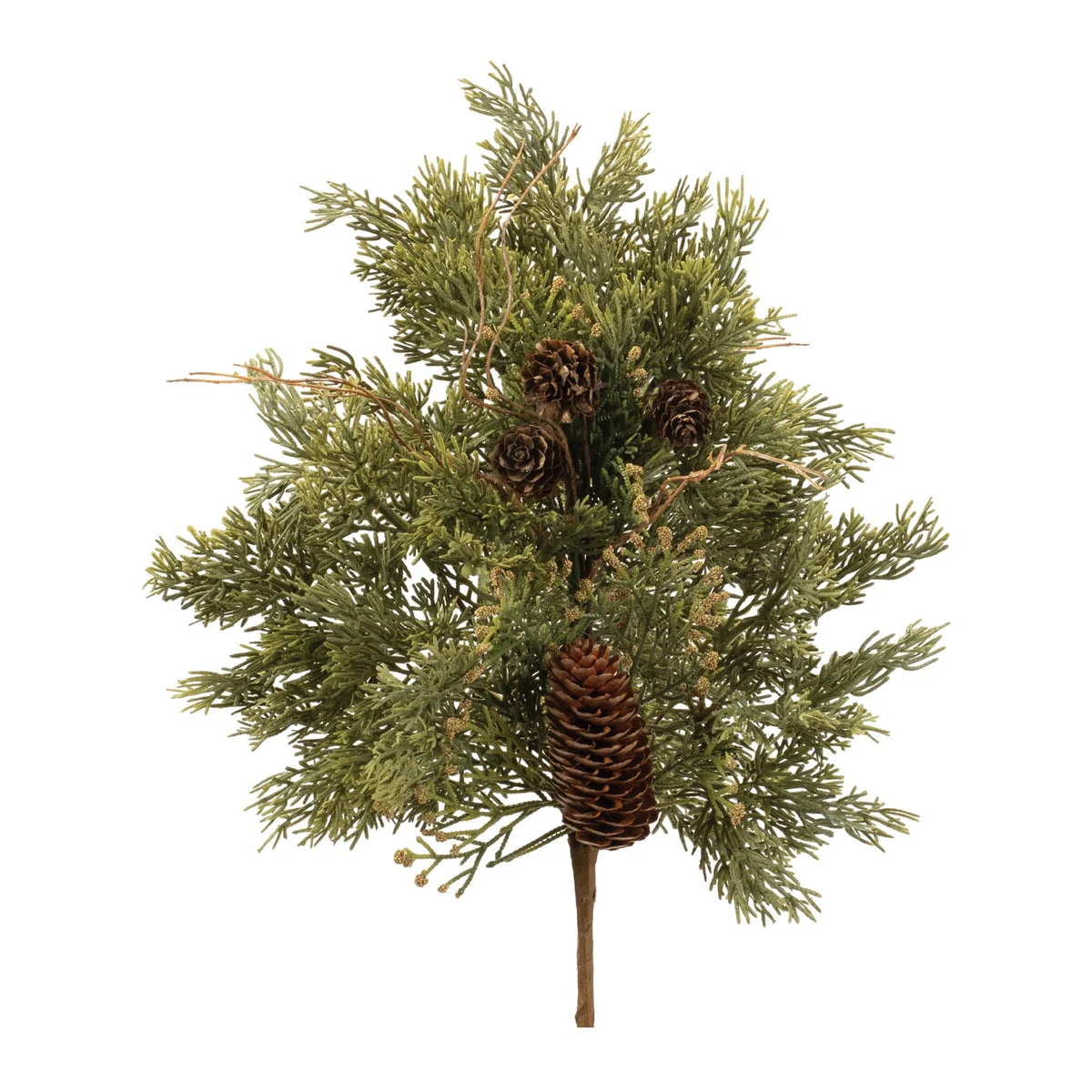 Artificial Pine Spray (Set of 6) 20"H Green & Brown Plastic Rustic Christmas Decor By Melrose