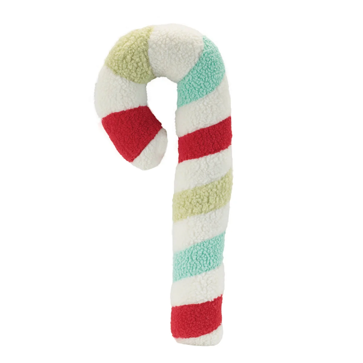 Plush Candy Cane 22"H, White, Red & Green Polyester Christmas Decor (Set of 2) By Melrose