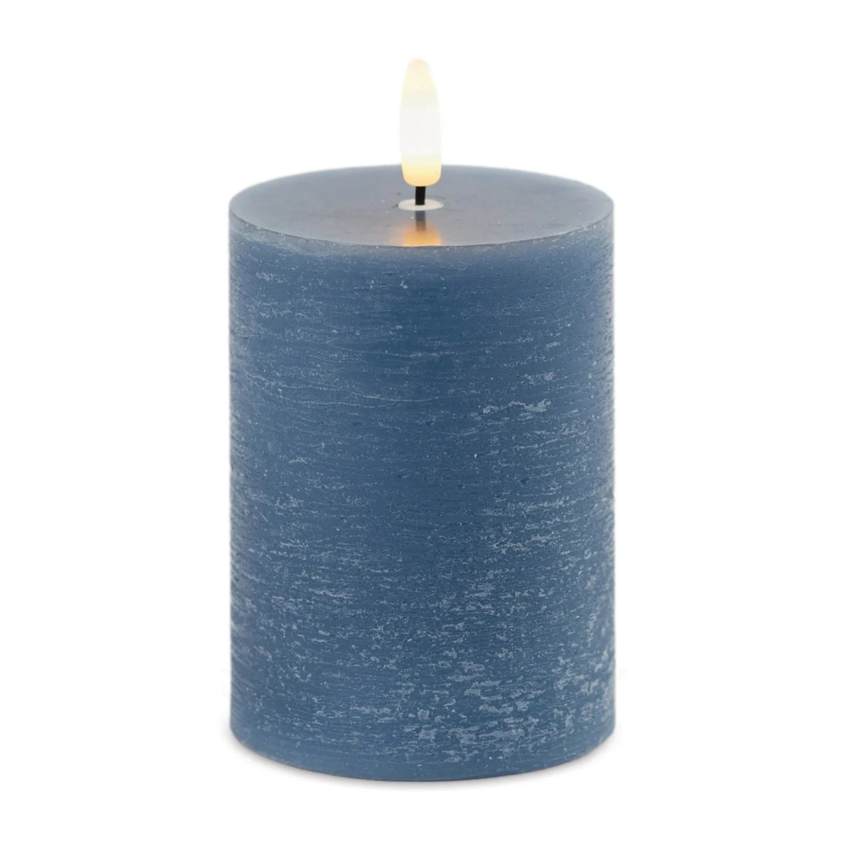 FIA Wick Candle 4"H Blue Pillar Candle Set of 2 Wax Plastic Modern Glow By Melrose