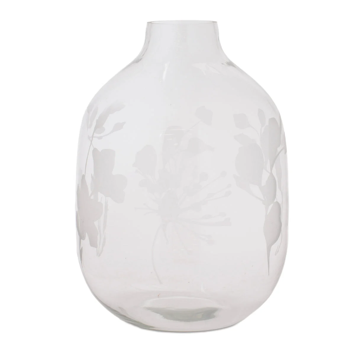 Frosted Glass Vase 10.5"H, Clear Bottle Neck Modern Home Decor By Melrose