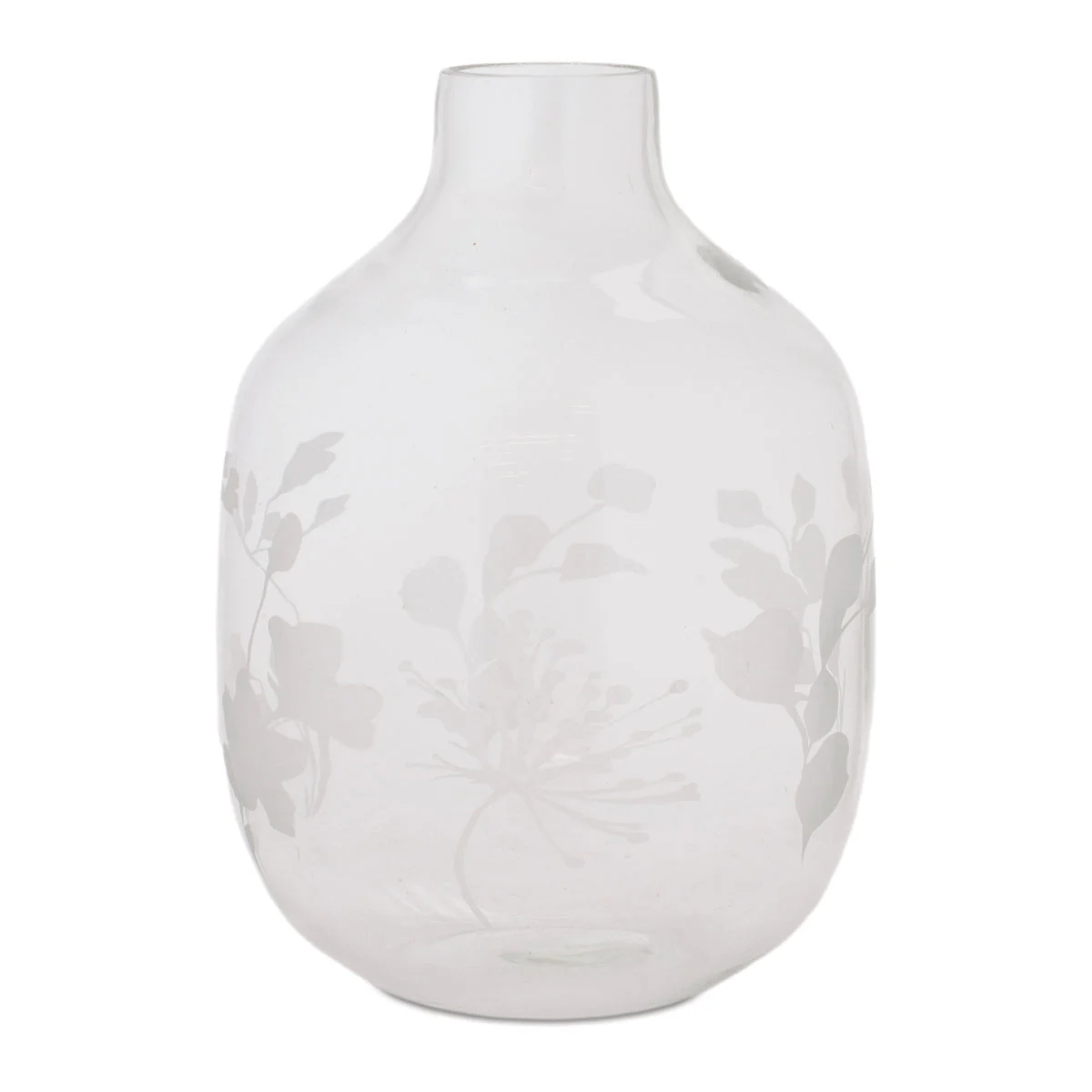 Frosted Glass Vase 9"H, White Gray Floral Modern Decor By Melrose