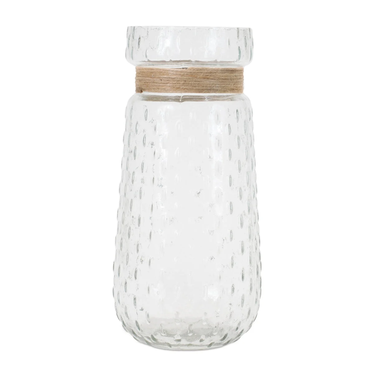 Textured Glass Vase (Set of 2) 10"H, Clear Beige Coastal Home Decor By Melrose