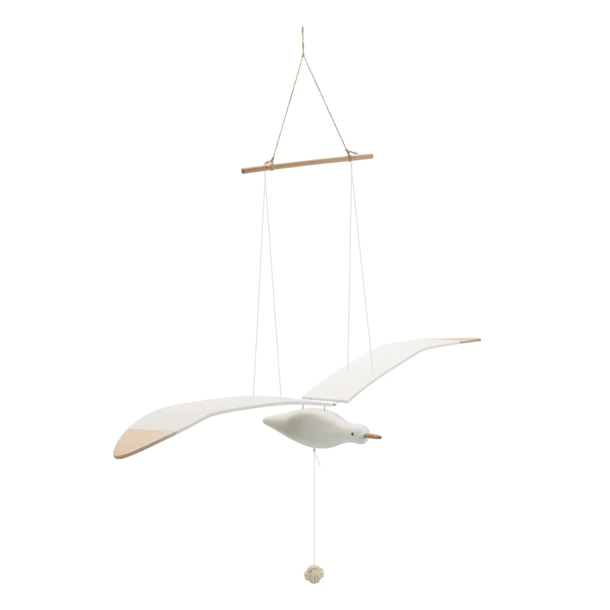 Flying Wood Bird Hanging Decor 37"H, White Beige Coastal Home Decor By Melrose