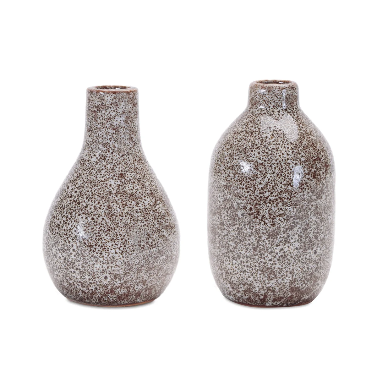 Ceramic Bottle Vase Set of 4 Speckled Glaze Rustic Farmhouse Decor 4.9" H Accent Vases by Melrose