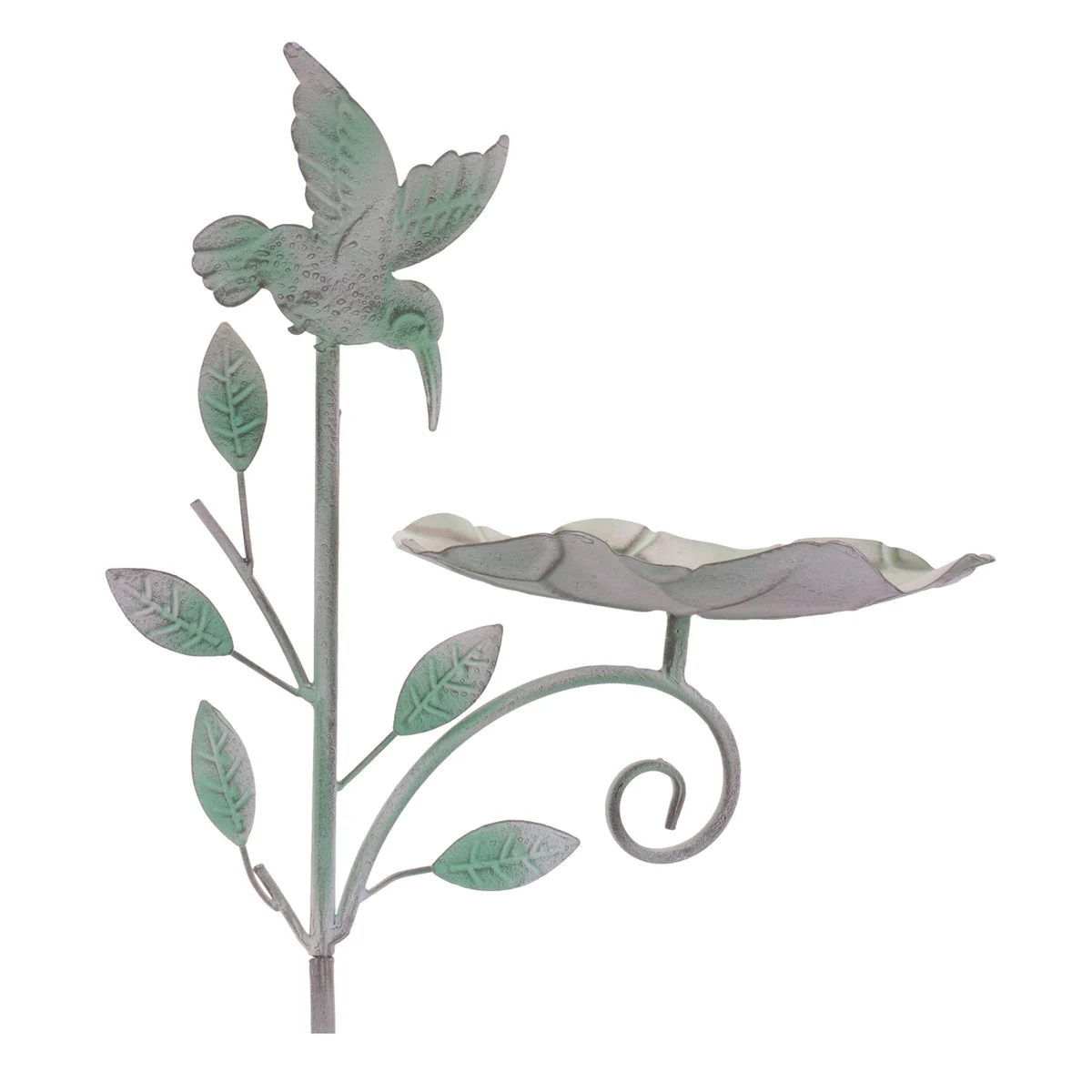 Outdoor Bird Feeder Garden Stakes Set of 2 Iron Leaf Bowl Design 44.25" H by Melrose