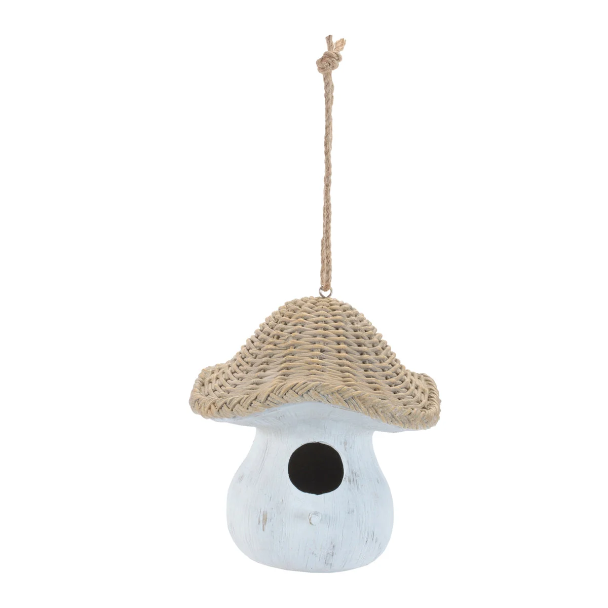 Decorative Mushroom Birdhouse Wicker Style Polyresin 8" H Garden Decor by Melrose