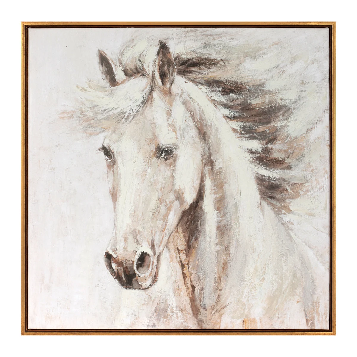 Horse Canvas Wall Art with Wood Frame 24" Square Farmhouse Wall Decor by Melrose