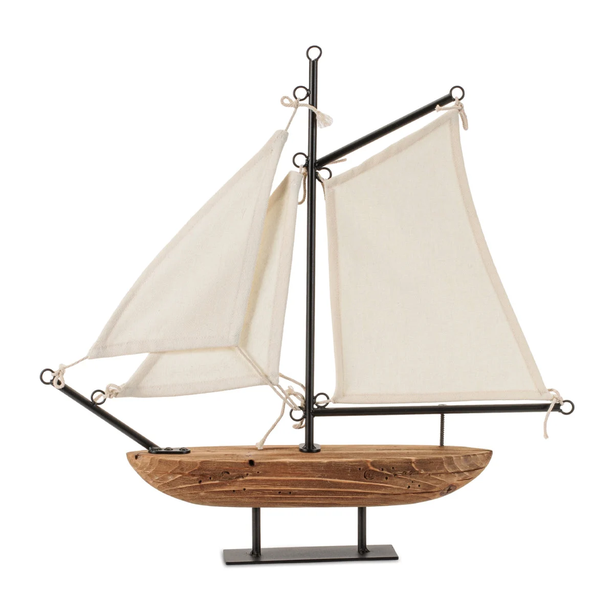 Farmhouse Sailboat Decor Sculpture Wood and Iron 18.85" H by Melrose