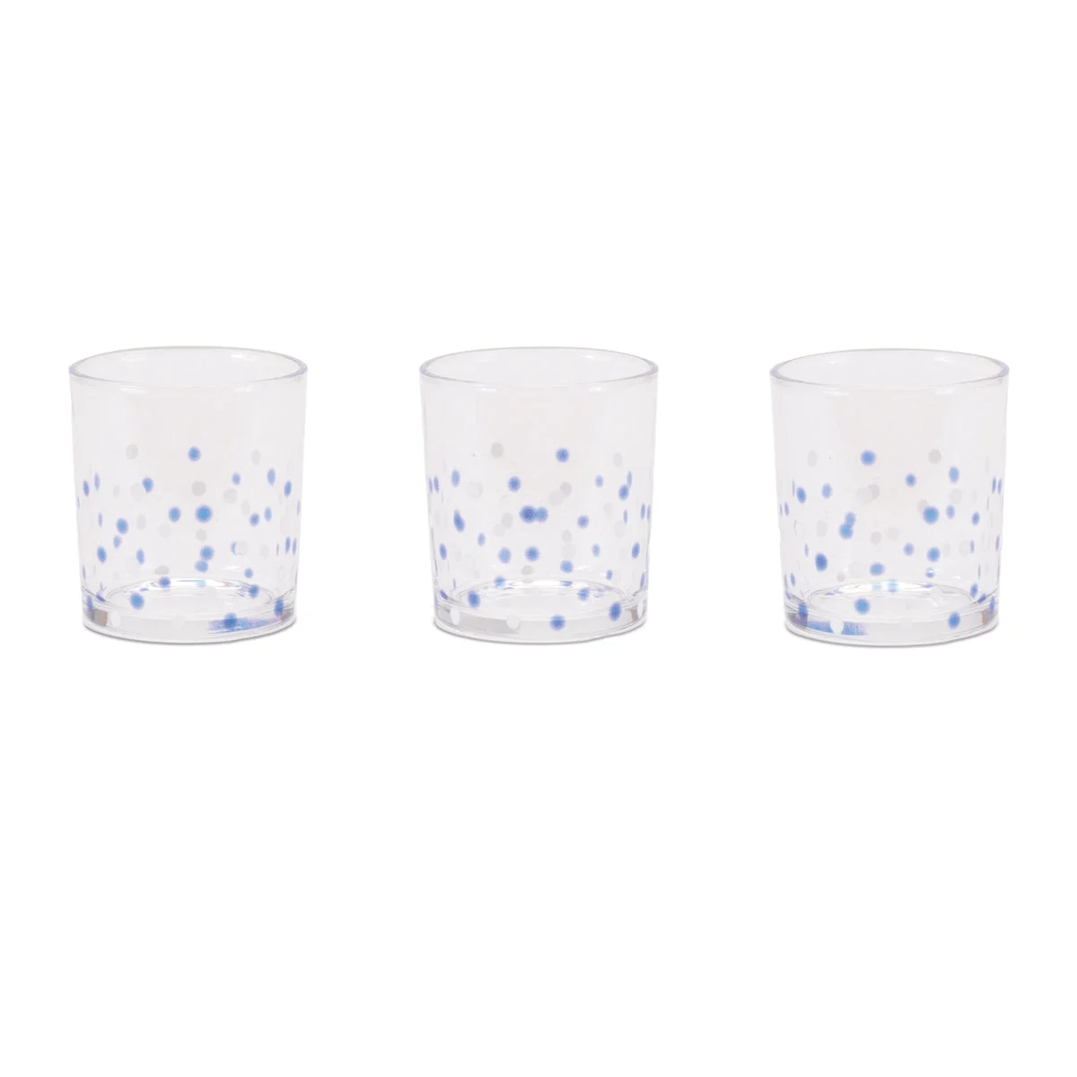 Glass Votive Candle Holder Set of 3 Blue Dotted Design for Coastal Decor 3" H by Melrose