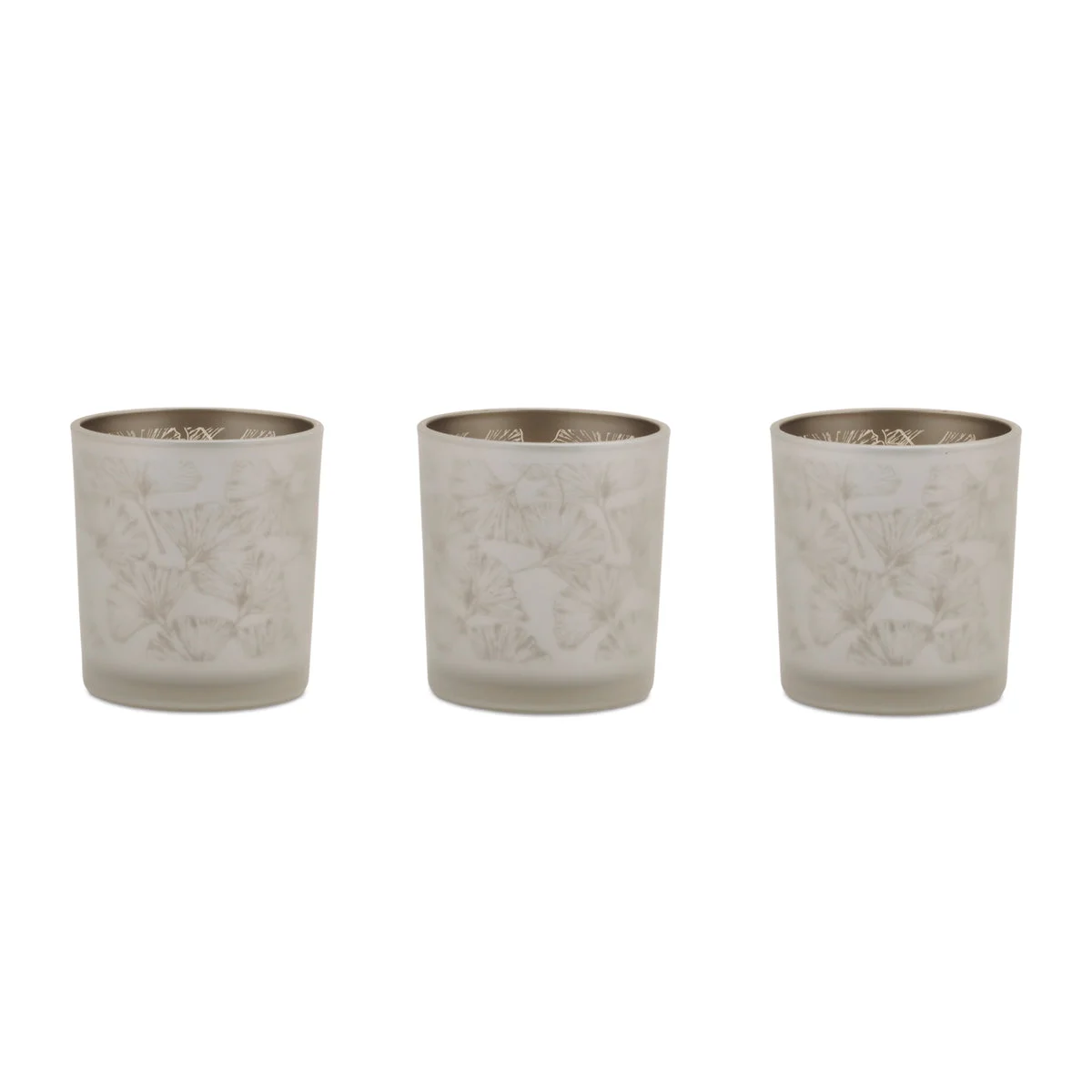 Decorative Glass Votive Holders Set of 3 Silver and Gold Metallic Style 3" H by Melrose