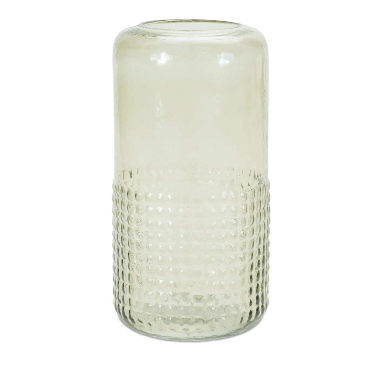Glass Candle Holder Vase Textured Green Finish 9.5" H by Melrose