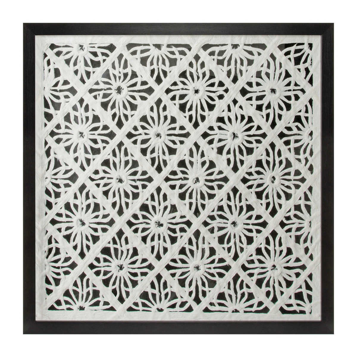 Modern Framed Wall Decor Black and White Floral Paper Art 19.5" SQ by Melrose