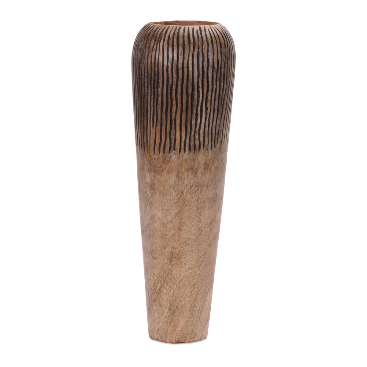 Carved Mango Wood Vase – 18"H Rustic Brown Decorative Accent by Melrose