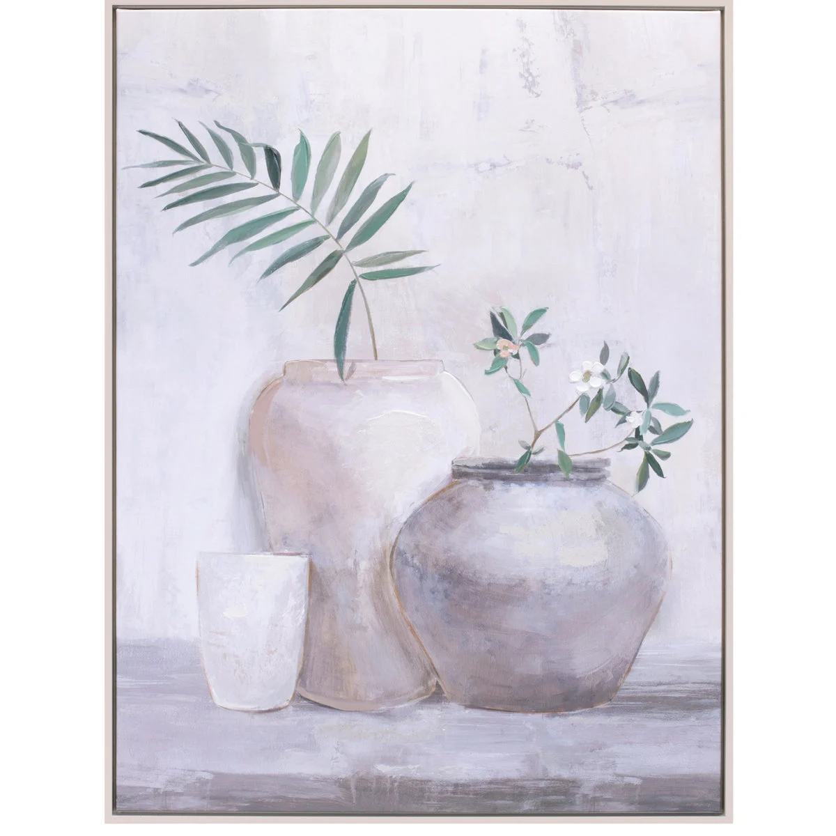Framed Foliage Vase Canvas Wall Art – 32"H Botanical Wall Decor Indoor Display by Melrose