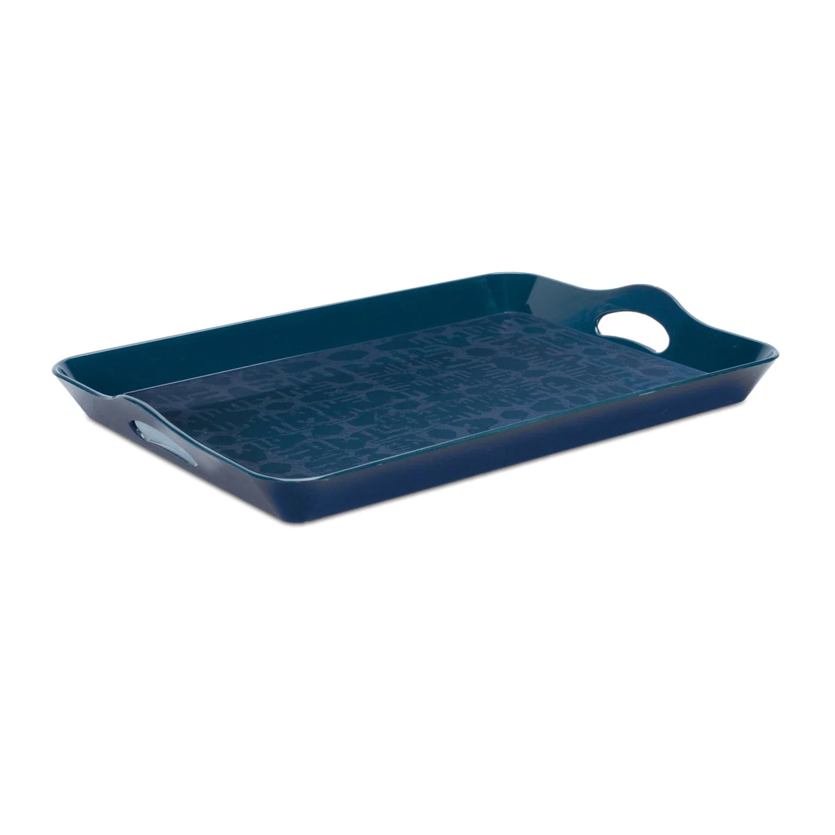 Abstract Geometric Tray – 2.25"H Blue Modern Decorative Serving Tray by Melrose