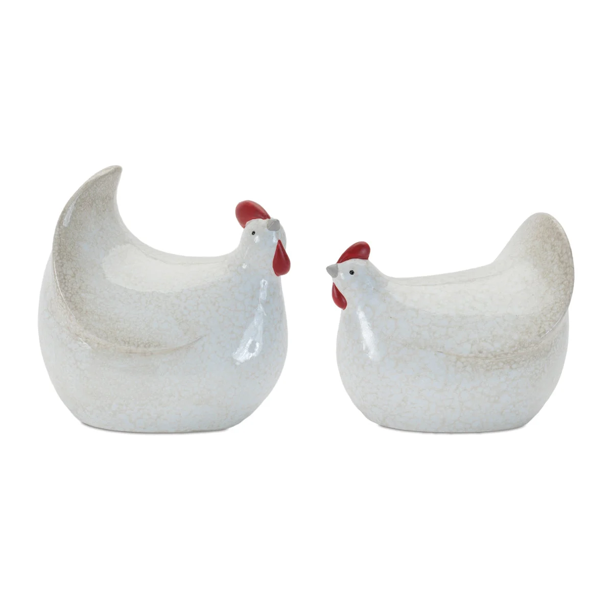 Terra Cotta Chicken Decor (Set of 4) – 6.5"H White Farmhouse Accents by Melrose