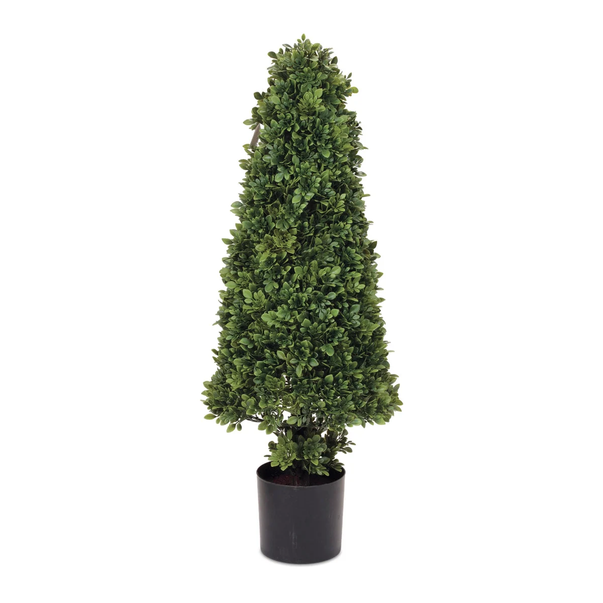Potted Boxwood Cone Topiary – 38"H Green Faux Decorative Iron Planter, Indoor & Covered Outdoor Decor by Melrose
