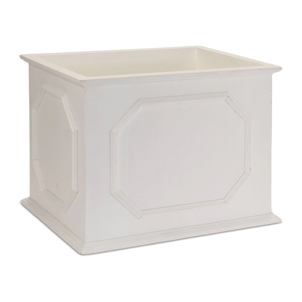 Wooden Box Planter (Set of 3) – 13.25"H White MDF Farmhouse Planters For Indoor Decor by Melrose