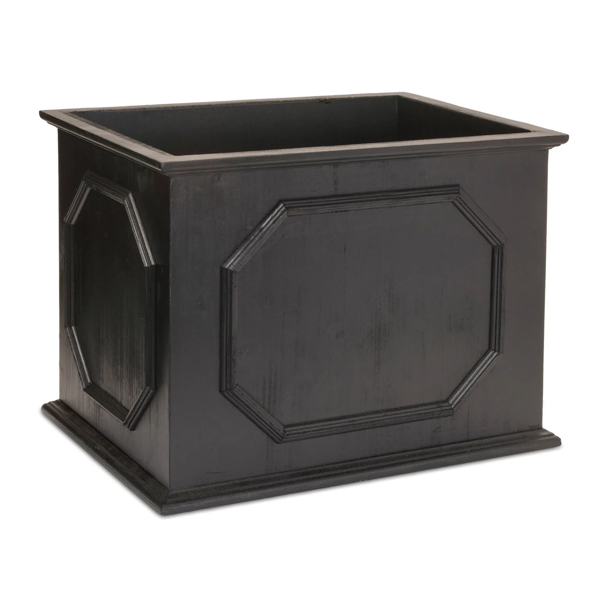 Wooden Box Planter (Set of 3) – 13.25"H Black MDF Contemporary Planters for Indoor Decor by Melrose
