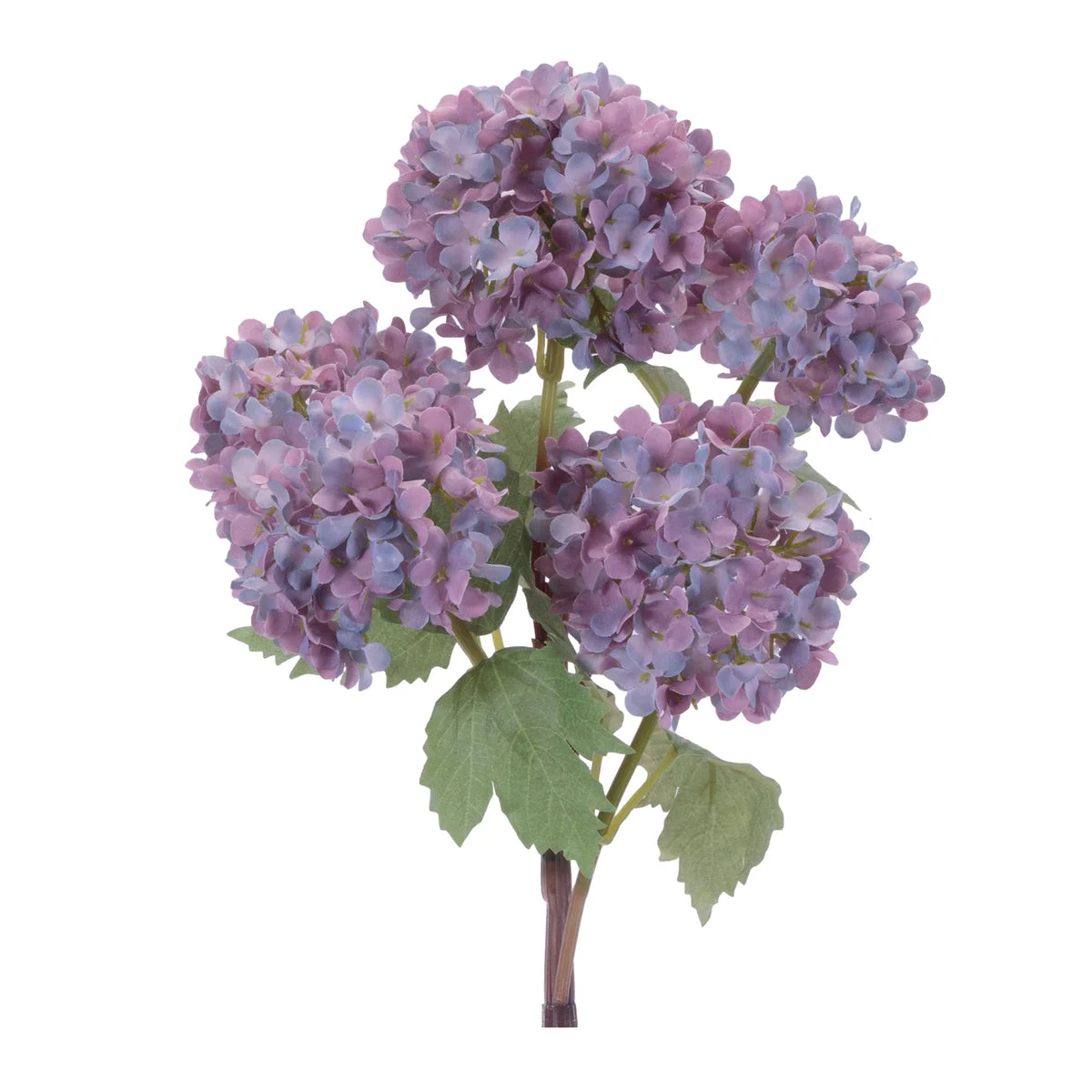 Hydrangea Spray 11.8"H, Purple and Green Polyester Floral Stems with Wired Support (Set of 2) By Melrose