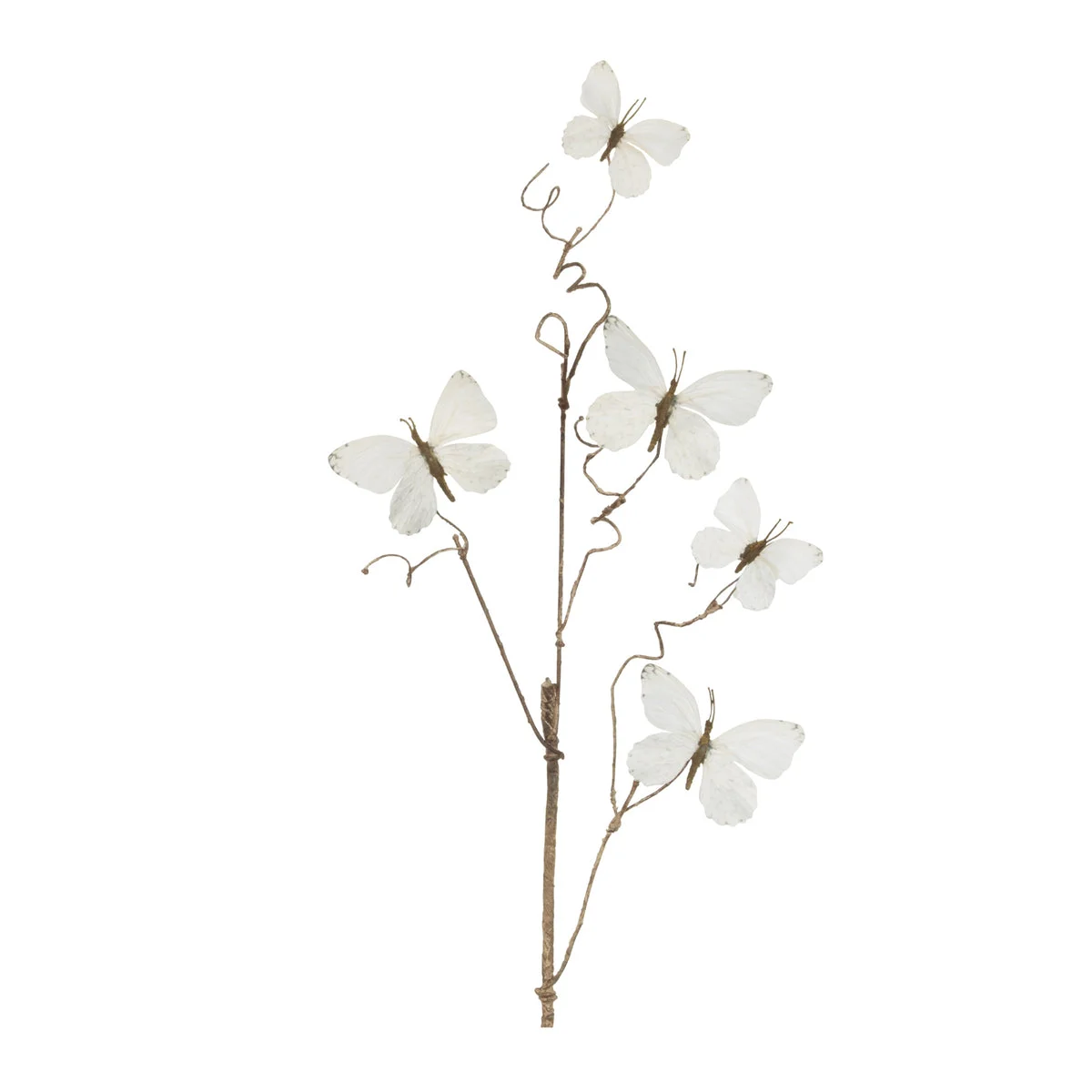 Butterfly Spray 29.65"H, White Polyester Faux Floral Twigs with Wired Stems (Set of 4) By Melrose