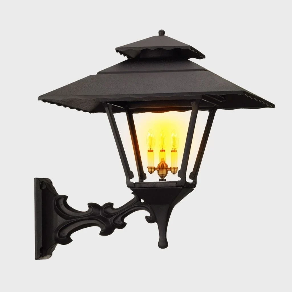 American Gas Lamp Works Contemporary 1800R 22" White Residential Wall Mount Aluminum Propane Gas Lamp With Dual Inverted Gas Mantle Light Assembly, Flat Tempered Glass Panes and Fleur De Lis Finial