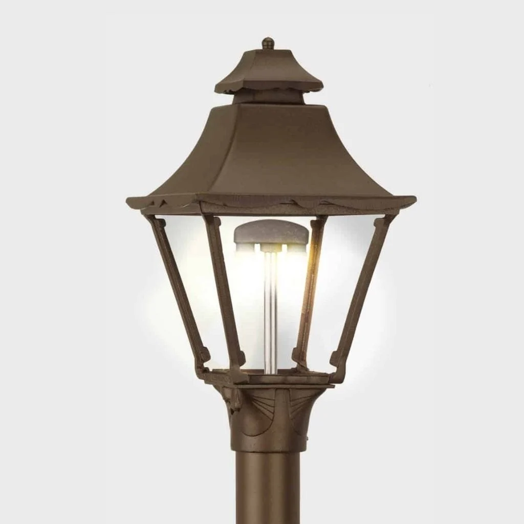 American Gas Lamp Works Essex 1900H 11" White Residential Post Mount Aluminum Natural Gas Lamp With Dual Inverted Gas Mantle Light Assembly, Beveled Tempered Glass Panes and Loop Finial