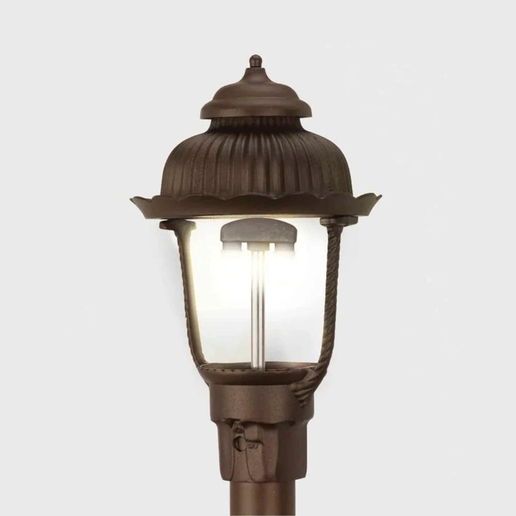 American Gas Lamp Works Heritage 1700H 12" Timeless Black Residential Post Mount Aluminum Natural Gas Lamp With Dual Inverted Gas Mantle Light Assembly, Clear Glass Globe and Cast Eagle Finial