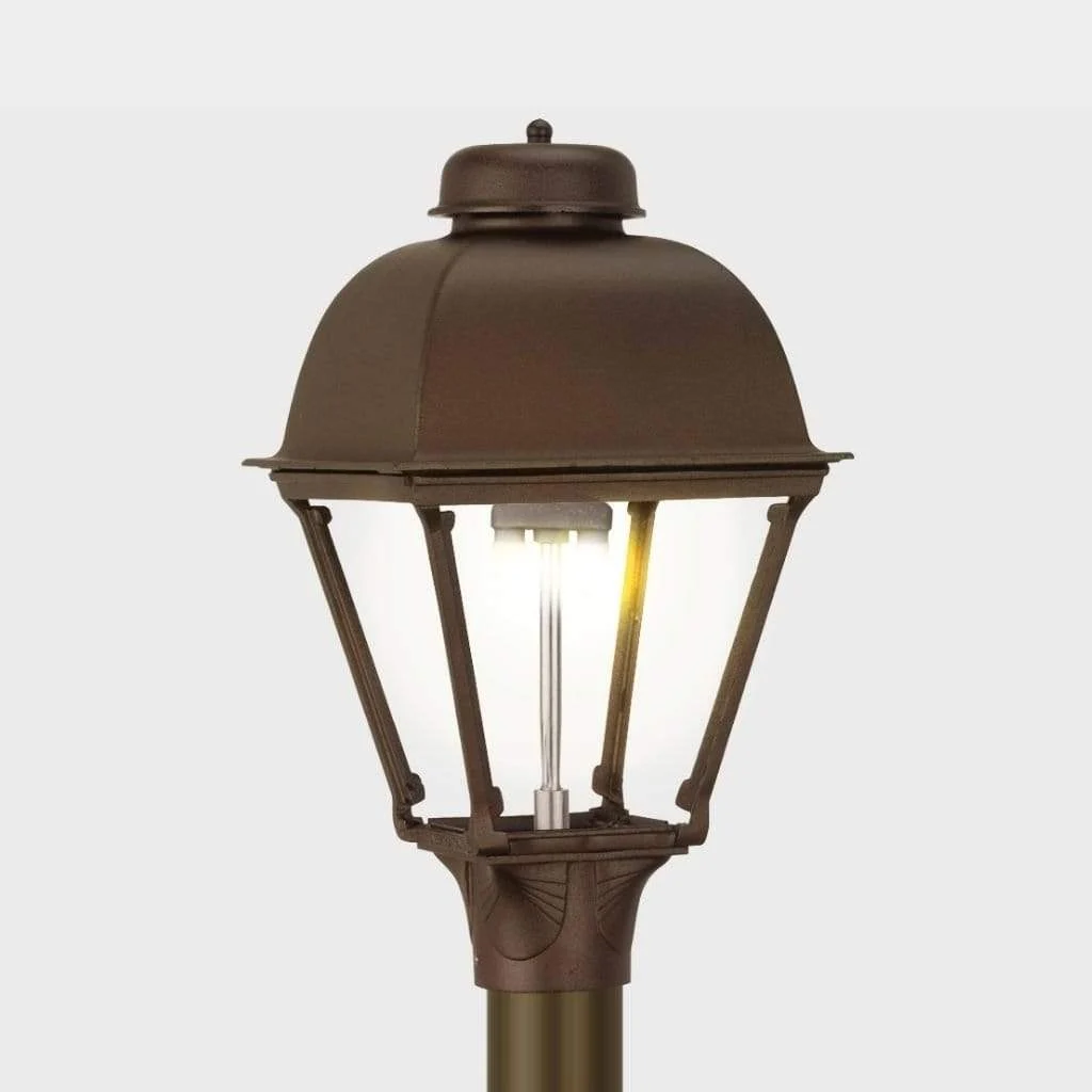 American Gas Lamp Works Washington 2000H 11" White Residential Post Mount Aluminum Natural Gas Lamp With Dual Open Flame Burner Light Assembly, Flat Tempered Glass Panes and Brass Loop Finial